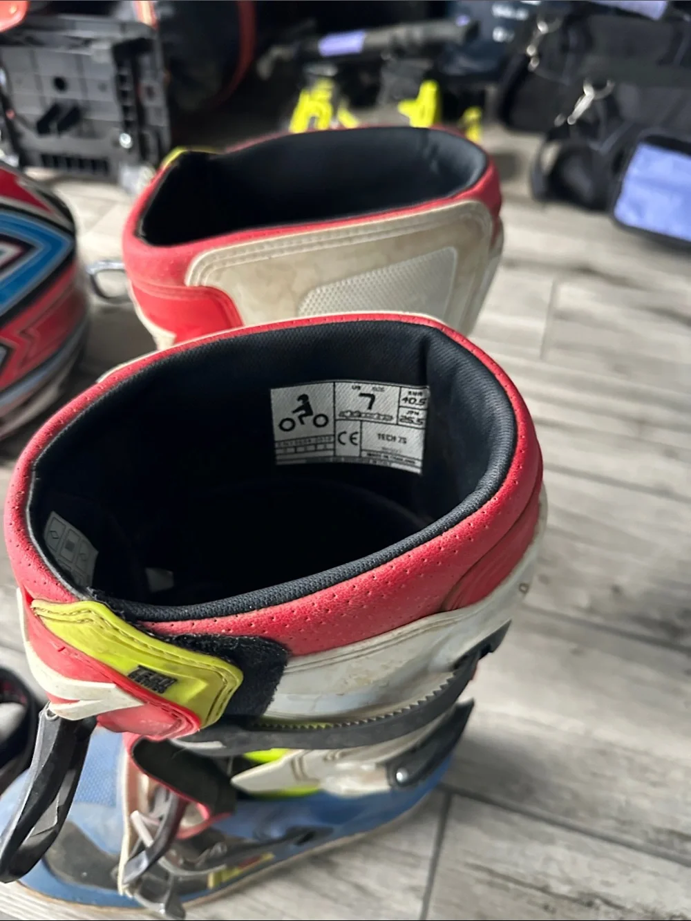 Youth Red and Blue Motocross Boots with Reinforced Support